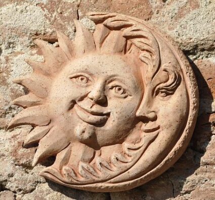 Das hermetische Gesetz des Geschlechts, symbolisiert durch Mond und Sonne